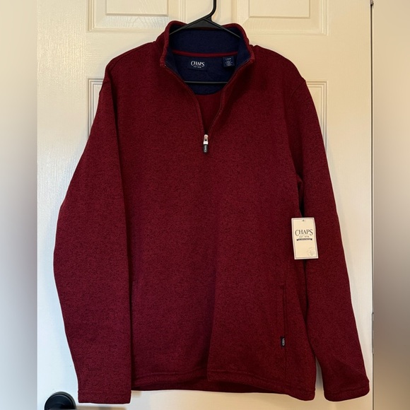 Chaps Men's Deep Red Zip-Up Sweater Size L - Picture 1 of 7